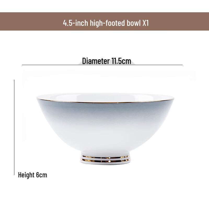 Nordic Gradient Gray Gold Rim Ceramic Bowl
