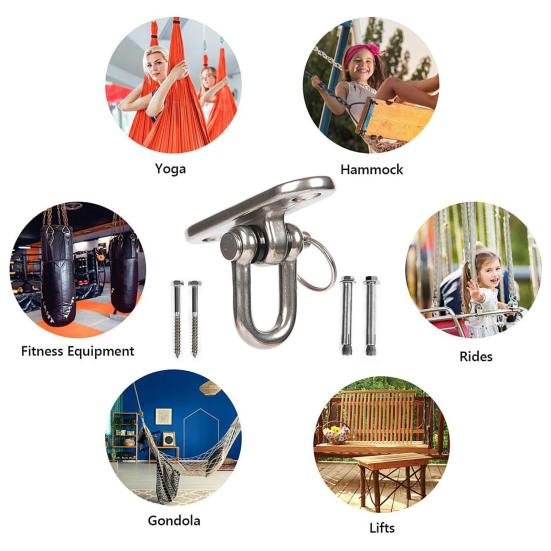 1 Set Ceiling Hook Strong Load-Bearing High Strength Rotatable Not Easily Deformed Simple Installation Rustproof Hammock Chair Sandbag