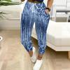 Women Plus Size White Abstract Printed Jogger Pants Drawstring Waist Side Pockets Cuffed Ankle