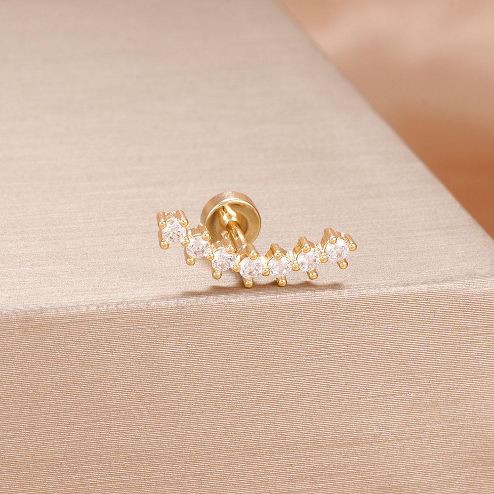 1PC Stainless Steel Star Moon Cartilage Piercing Earrings 18K Gold Plated Helix Tragus Ear Stud Earring Body Jewelry Bijoux Gift