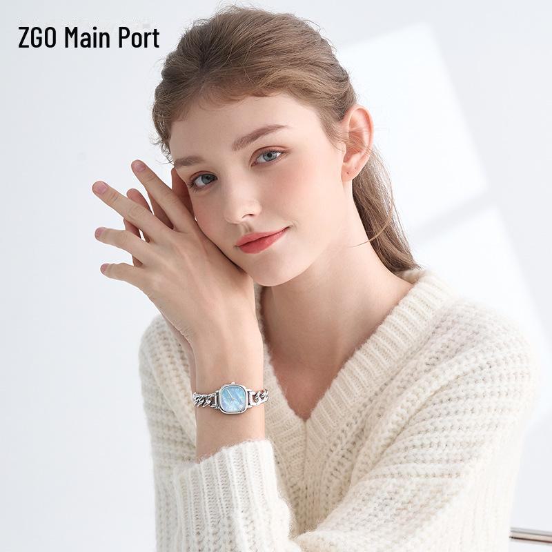 Zhenggang ZGO Damen Leichte Luxus Quadratische Uhr - Perlmutt Armbandstil