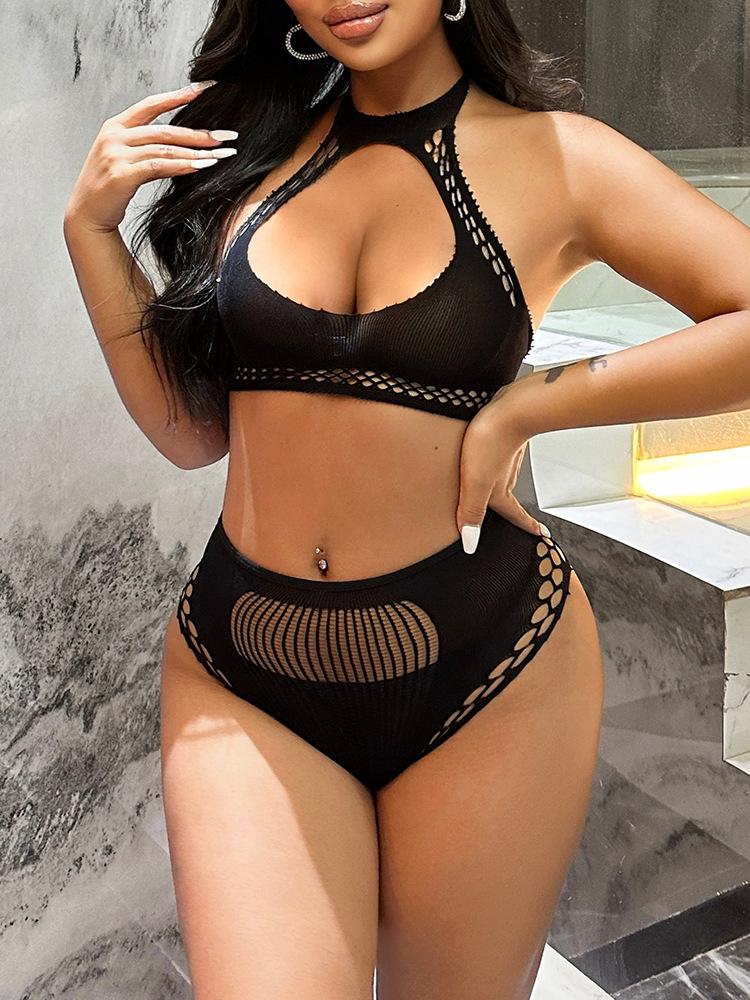 Elegant European & American Mesh Garter Fishnet See-through Bikini - Style K232.