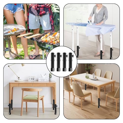 Set of 4 Table Leg Extensions, Adjustable Height, 9.2-13.3cm, 2-Level Height, Quiet, Flexible, Furniture Legs, Non-Slip, with Leg Caps, for Folding Ta