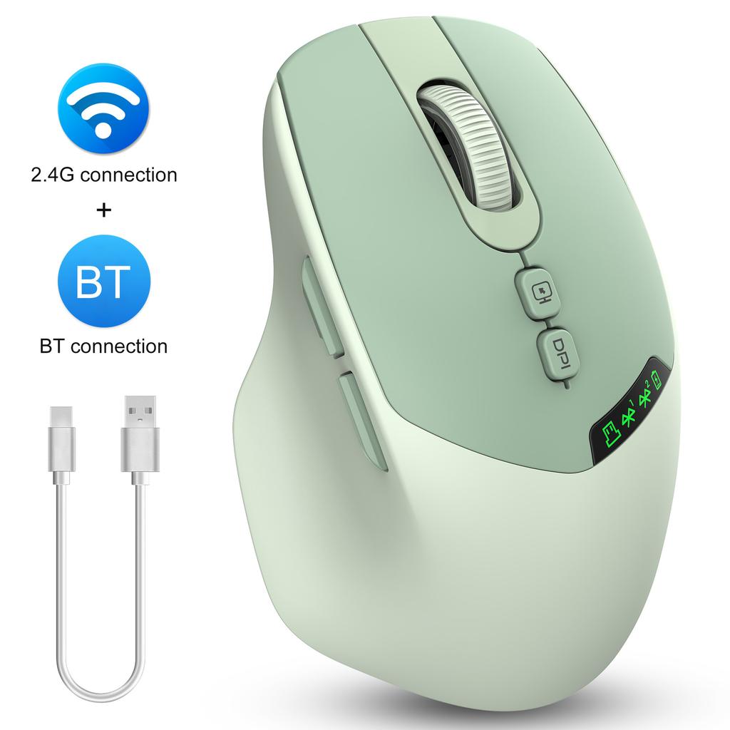 2.4G + Bluetooth Dual-Mode Wireless Charging Mouse with Digital Screen Display Silent Ergonomic Design Office Universal Mouse
