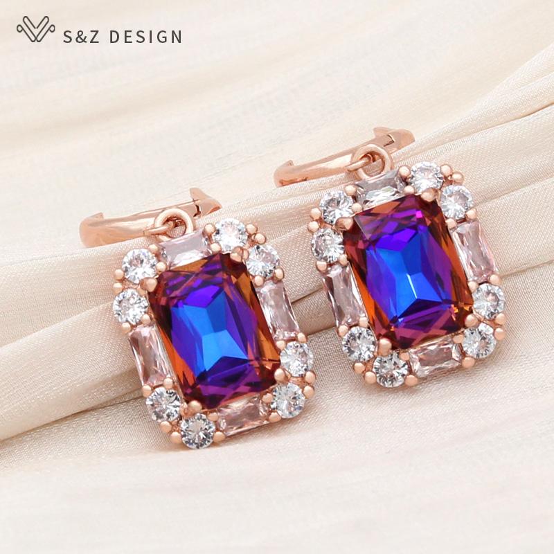 

Модные серьги-капли цвета розового золота с прямоугольными кристаллами для женщин, свадебные украшения, серьги-капли с кубическим цирконием, подарок