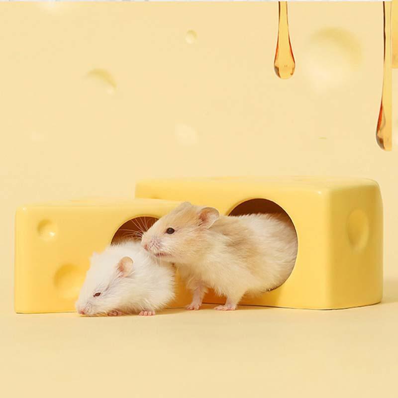 Hamster Unterschlupf Käse Keramik Nest Kleines Haus Sommer Schlafnest zur Kühlung und Hitzeflucht Hamster Unterschlupf