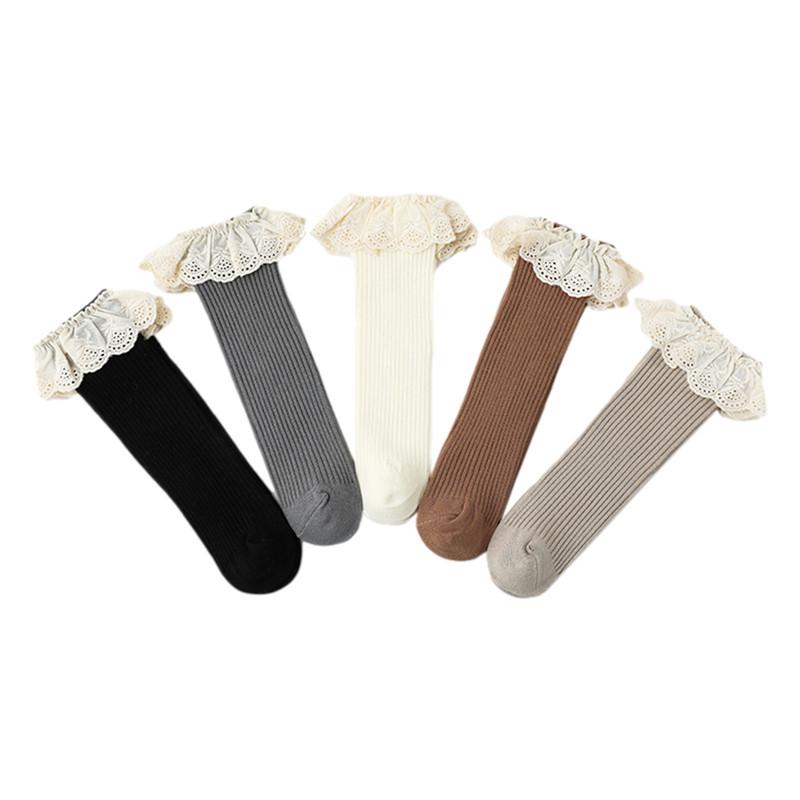 0-8Years Baby Cotton Socks Kids Toddlers Girls Princess Knee High Long Soft Cotton Lace Baby Children Socks Baby Girls Socks