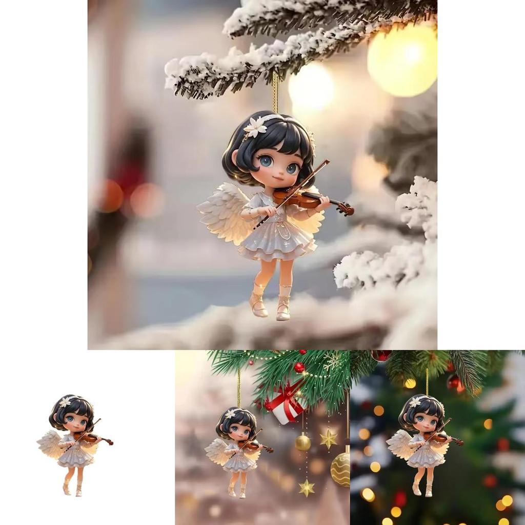 Acrylic Angel Violinist Car Pendant With Elegant Minimalist Design For Interior Decor