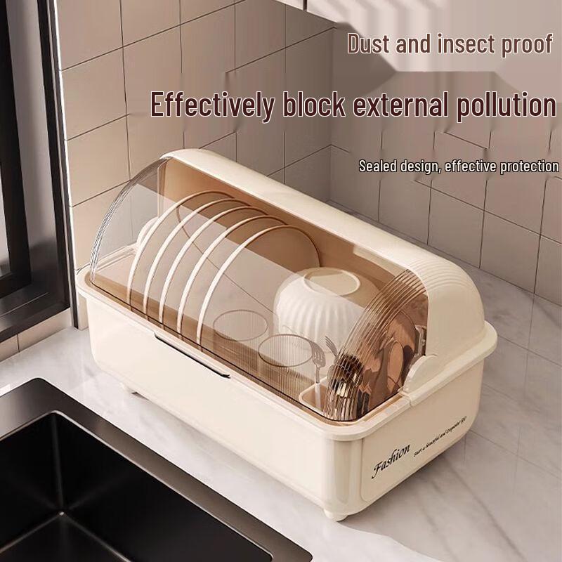 Kitchen Dish Drying & Storage Rack with Lid