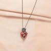 Cute Rose Decor Red Heart Shaped Pendant Necklace, Christmas Holiday Gift Birthday Gift For Teen Girls