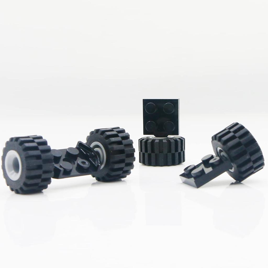 Tire Wheel and Axle Set - 56 Piece Brick Accessories Basic Classic Building Block Toy, Car Truck Wheel Parts