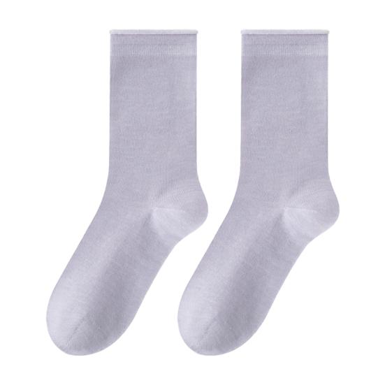 Casual Korean Style Hosiery Women Mid-Length Crew Socks, Loose Cuff Mittens, Comfortable Breathable Athletic Socks Solid Color for Autumn Winter Daily