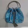 2026 Womens Crystal-Embellished Crossbody Bag Fringe Detail Small Square Shoulder No Top Handle
