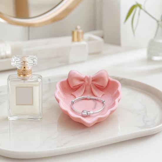 3D Printed Bow Jewelry Tray, Heart Shape Ring Dish, Entryway Table Trays, Decorative Trinket Dish, Jewelry Organizer Tray for Rings Necklaces