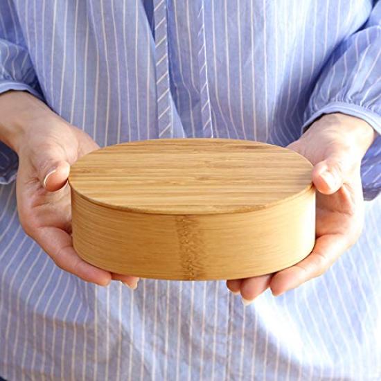 Kochosai Kosuge One Tier Oval Bento Box Natural