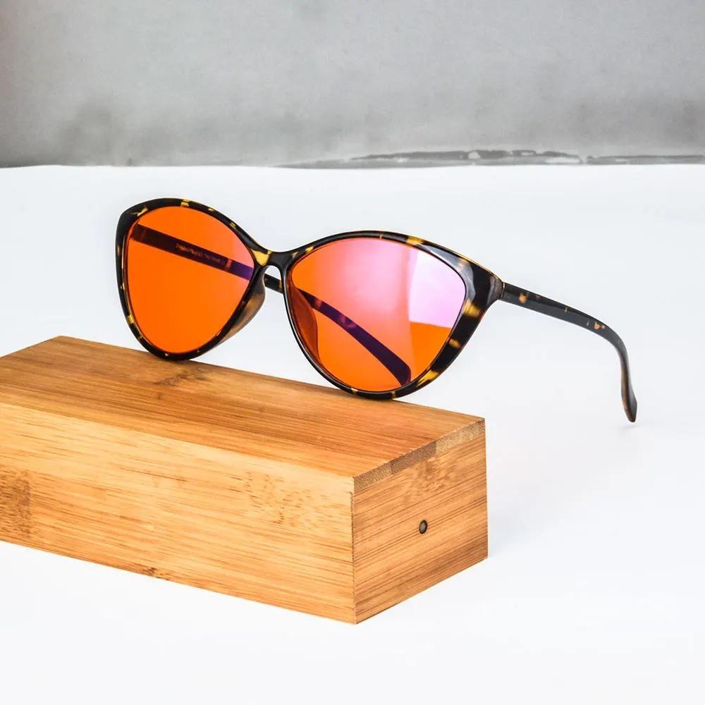 

SHINU Женские очки Кошачий глаз Оправа TR90 Защита от синего света Компьютерные очки 0 диоптрий Красные Оранжевые линзы Лучший сон Долгое время Игры