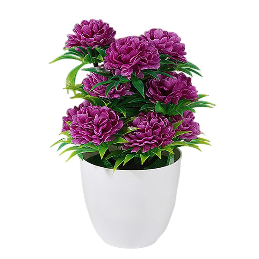 

12Heads Artificial Flower Bonsai Multicolor White Flowerpot Green Grass Potted Green Grass Photo Props Simulation Plant Potted фіолетовий