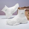 Scarpe autunnali traspiranti in rete tessuta a maglia volante casual sportive taglia grande sottili deodoranti calzini neri scarpe in rete