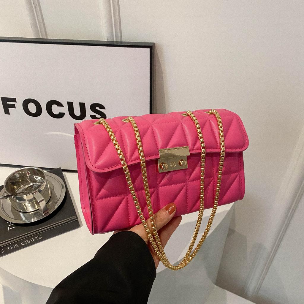 Foreign Style Lock Design Women'S Bag Rhombus Texture Women'S Handbag Casual Foreign Style Shoulder Messenger Bag