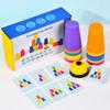 Montessori Toys Stack Cup Game With Card Kid Educational Intellectual Enlightenment Color Cognition Logic Training Children Gift
