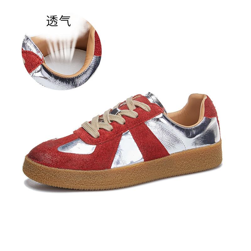 Genuine leather German training shoes women's 2025 spring new women's sports shoes retro flat Forrest Gump women's flow women's shoes