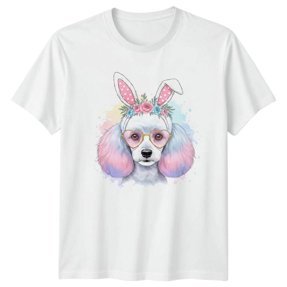 Dog Wearing Bunny Ears Unisexs TShirt Pastel Poodle Lover Easter Gift For Her S