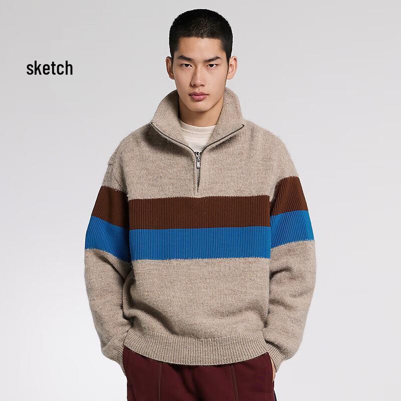 

Мужской свитер CROQUIS в стиле колор-блок на молнии со стойкой S