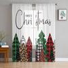 Christmas Tree Leopard Snowflake Living Room Transparent Tulle Window Curtain Bedroom Kitchen Decor Veil Drapes Curtains