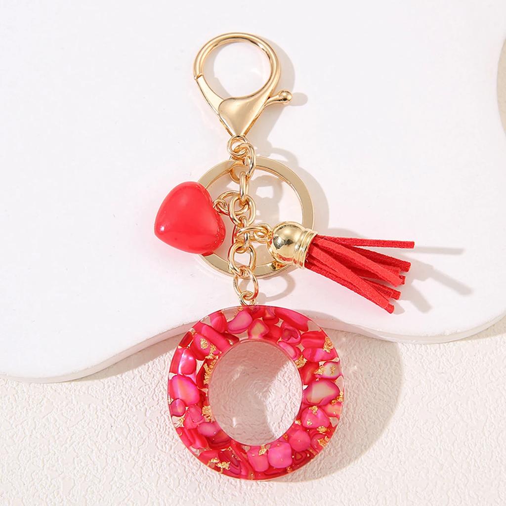 Roter A-Z Alphabet Initialen Schlüsselanhänger Niedliches Herz Quaste Harz Anhänger Schlüsselringe Handtaschen Anhänger Auto Anhänger Anhänger Frauen Geschenke