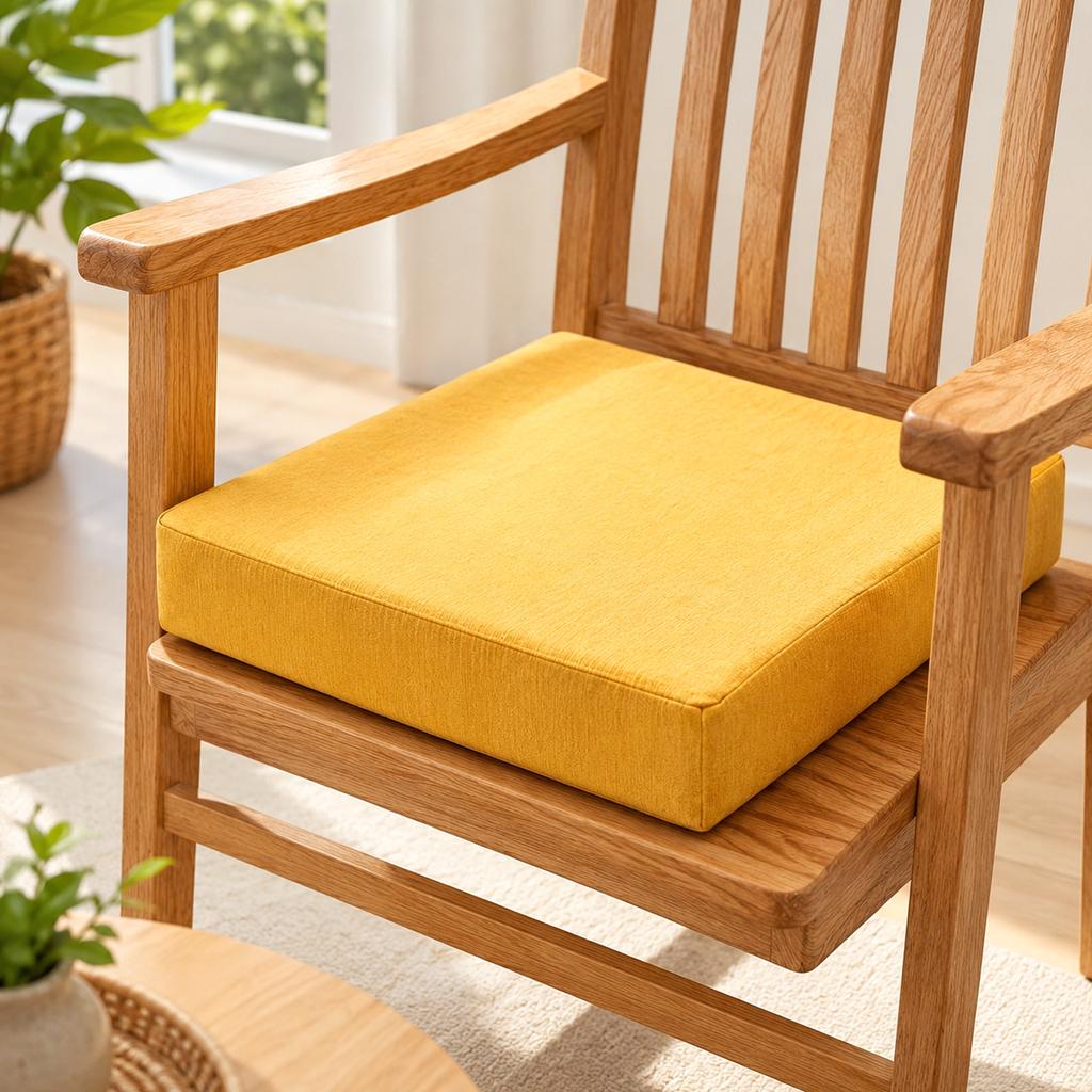 Linen Seat Cushion High Density Foam Padding Square 40x40x5cm Suitable for Solid Wood Sofa Chair Seat Replacement Cushion
