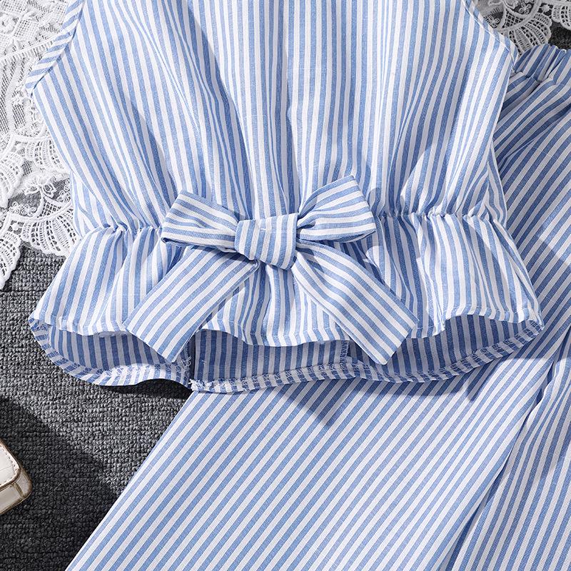 Spring/Summer 2026 Plus Size Women's Striped Sleeveless Shirt & Pants Set