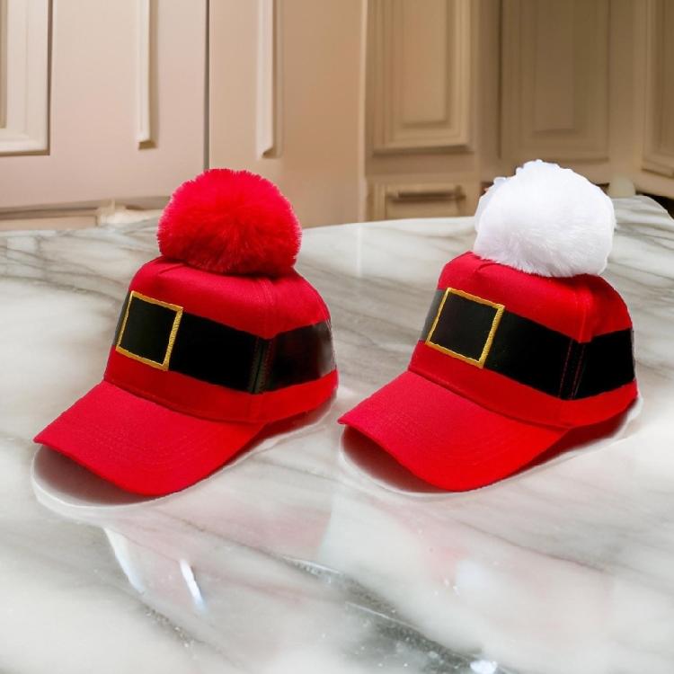 Christmas Baseball Hat Unisex Cosplay Costume Lovely Bobbles Santa Hat Stage Props Hat Festival Headwear for Adult Teens