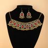 Elegant European Retro Gemstone Necklace & Earrings Set