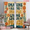 2pcs 2D Flat Printing Window Treatment Curtains Imagine All The People Peace Polyester Fabric Without Electricity Holiday
