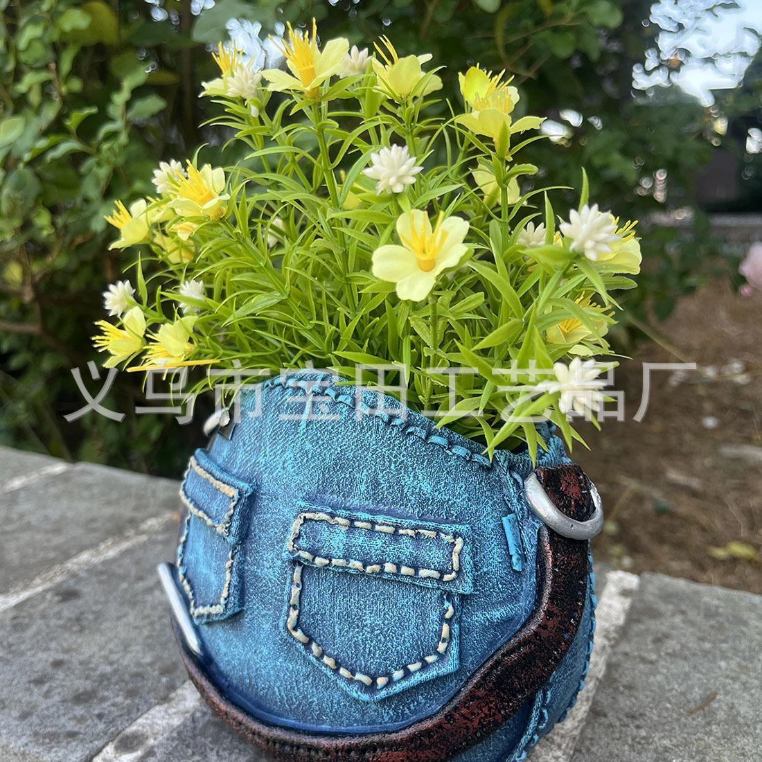 

Креативный джинсовый мешок-цветочный горшок, уникальная полимерная статуэтка, подходит для украшения дома, балкона, сада синий