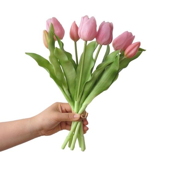 Artificial Tulip Flower 12" Real Touch Long Stem Fake Tulip Flower for Spring Easter