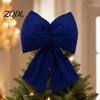 Christmas Party Sign in Desk Decor Flocked Fabric Bow, Large Red Bow with Hanging Strap, Velvet Bows for Office Decorations Festive Pendant
