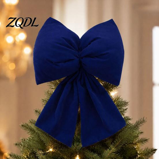 Christmas Party Sign in Desk Decor Flocked Fabric Bow, Large Red Bow with Hanging Strap, Velvet Bows for Office Decorations Festive Pendant