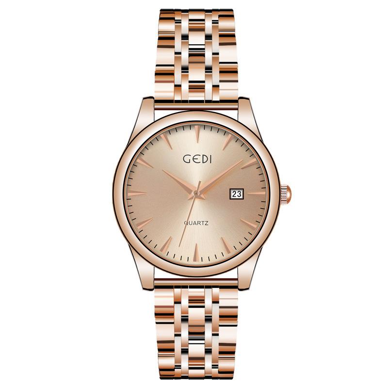 Couple Classic Steel Belt Watch Simple High-End Calendar Waterproof Quartz Watch High-Value Watch