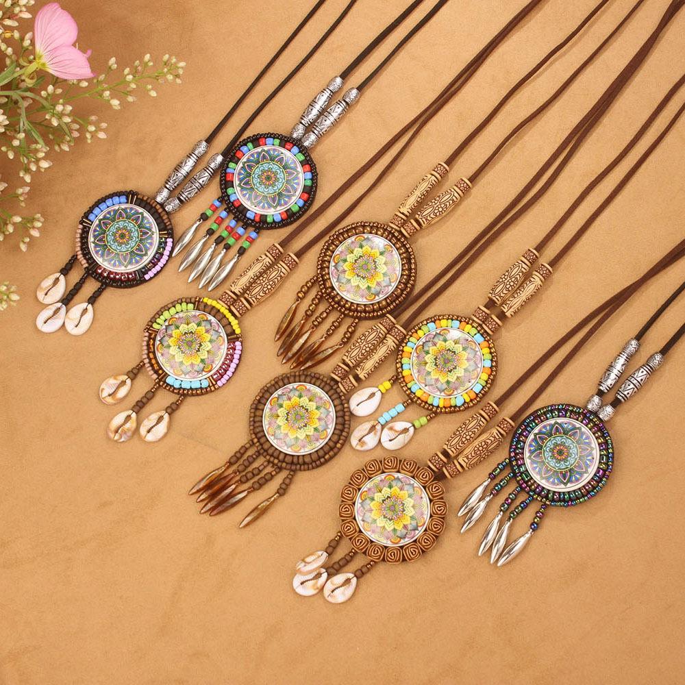 Bohemian Ethnic Retro Necklace, Sweater Chain, Tassel Pendant, European and American Bright and Fashionable Accessories