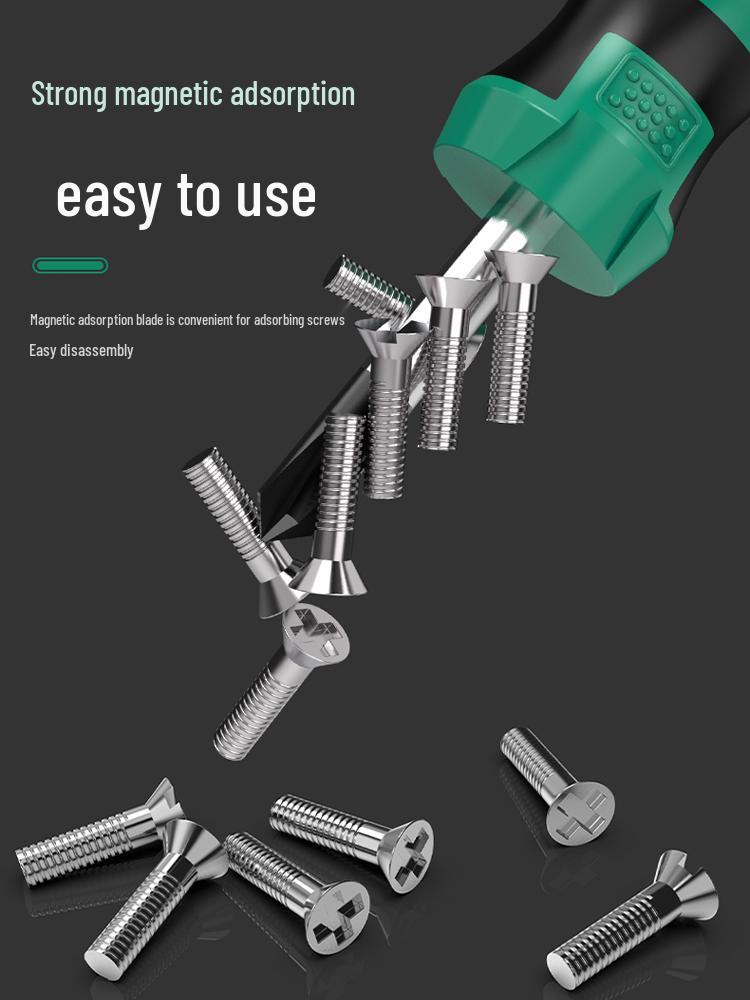 Industrial Grade Magnetic Slotted & Phillips Screwdriver Set with Short Handle