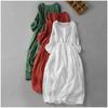 Literarisches Retro-Kleid für Damen, hautfreundlich, große Größe, mit sieben Ärmeln, hohle, lockere Taille