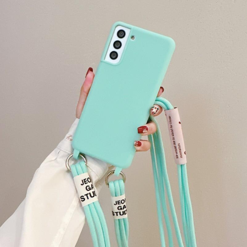 Strap Case For Samsung Galaxy S23 Ultra S21 S20 FE A54 A34 A14 S24 S22 Plus Shoulder Crossbody Lanyard Neck Rope Silicone Cover