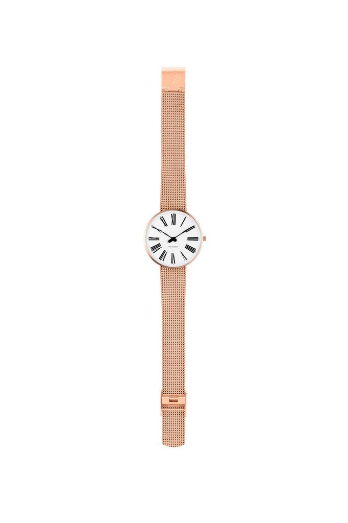 ARNE JACOBSEN ROMAN 53311-1611, 34mm, Nordic Design, Water Resistant (Quiet Design with No Second Hand), White Rose Gold, Mesh Strap