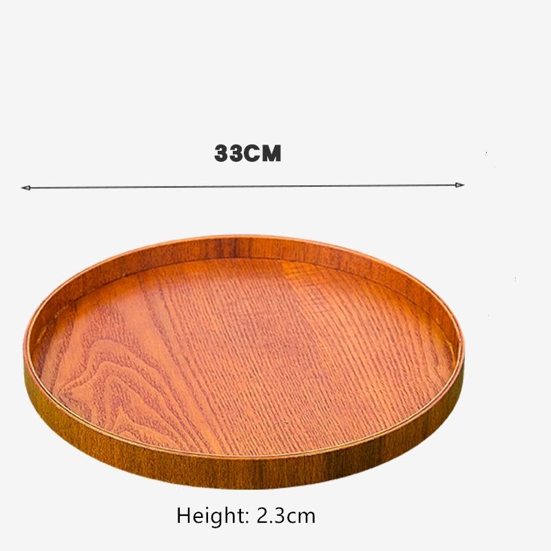 Round Wooden Pallet, Multifunctional Storage Plate, Tea Tray,Food, Bread Pan, Household Kitchen Supplies, Black, Brown, 21-37cm
