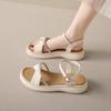 Sandalen mit flacher Sohle Damen 2025 Sommer neu Feenwind weiche Sohle rutschfest Strandschuhe Ein-Knopf Römische Französische Sandalen
