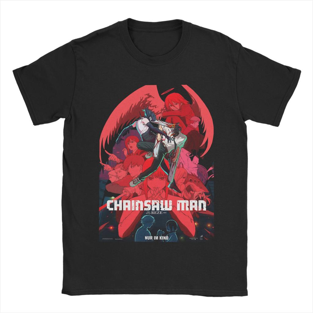 Anime Chainsaw Man T Shirt Kobeni Manga Denji Power Reze TShirts Short Sleeves Vintage Tops Summer Cotton Plus Size 5XL Clothes