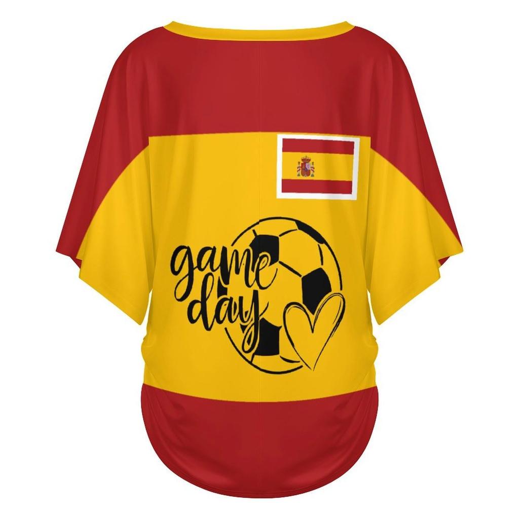 Women V Neck Short Sleeve Pullover T Shirt with Letter Print Casual Loose Fit Top for Soccer Support and Events