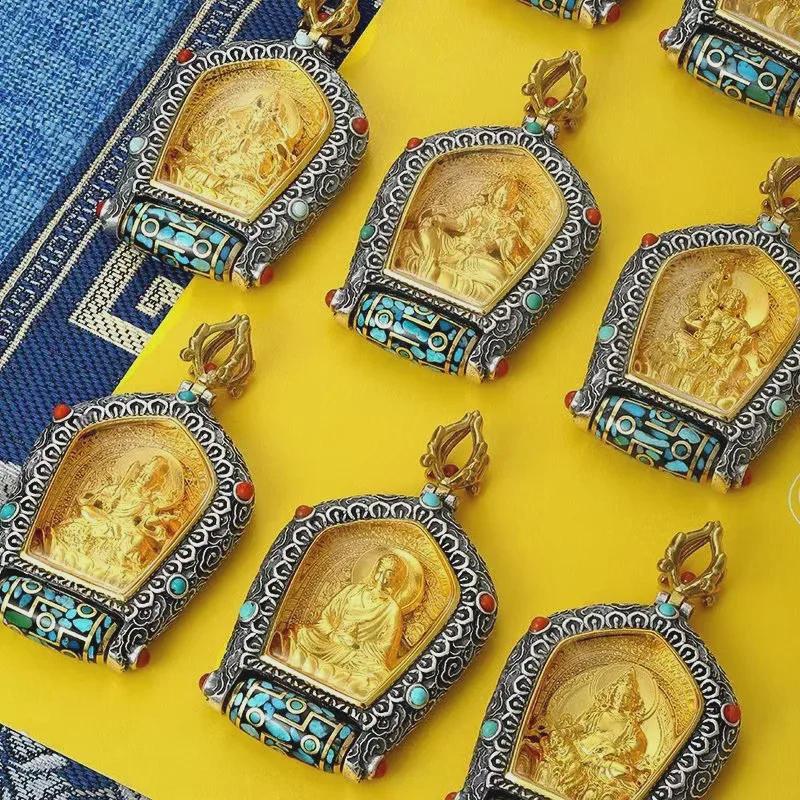 Guardian God Buddha Dzi Bead Pendant Necklace: Wealth God's Green Tara for Men and Women