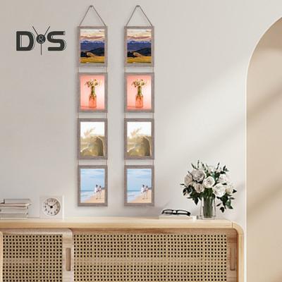 6/7-Zoll-Bilderrahmen zum Aufhängen an der Wand, rustikaler vertikaler Collage-Anzeigenrahmen aus Massivholz mit klarem Glas, DIY-Bilderrahmen mit 4 Öffnungen, Wandkunst-Dekoration